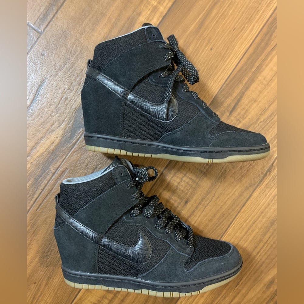 COPY - Nike Dunk Sky High Essential black suede high top wedge sneaker size 7